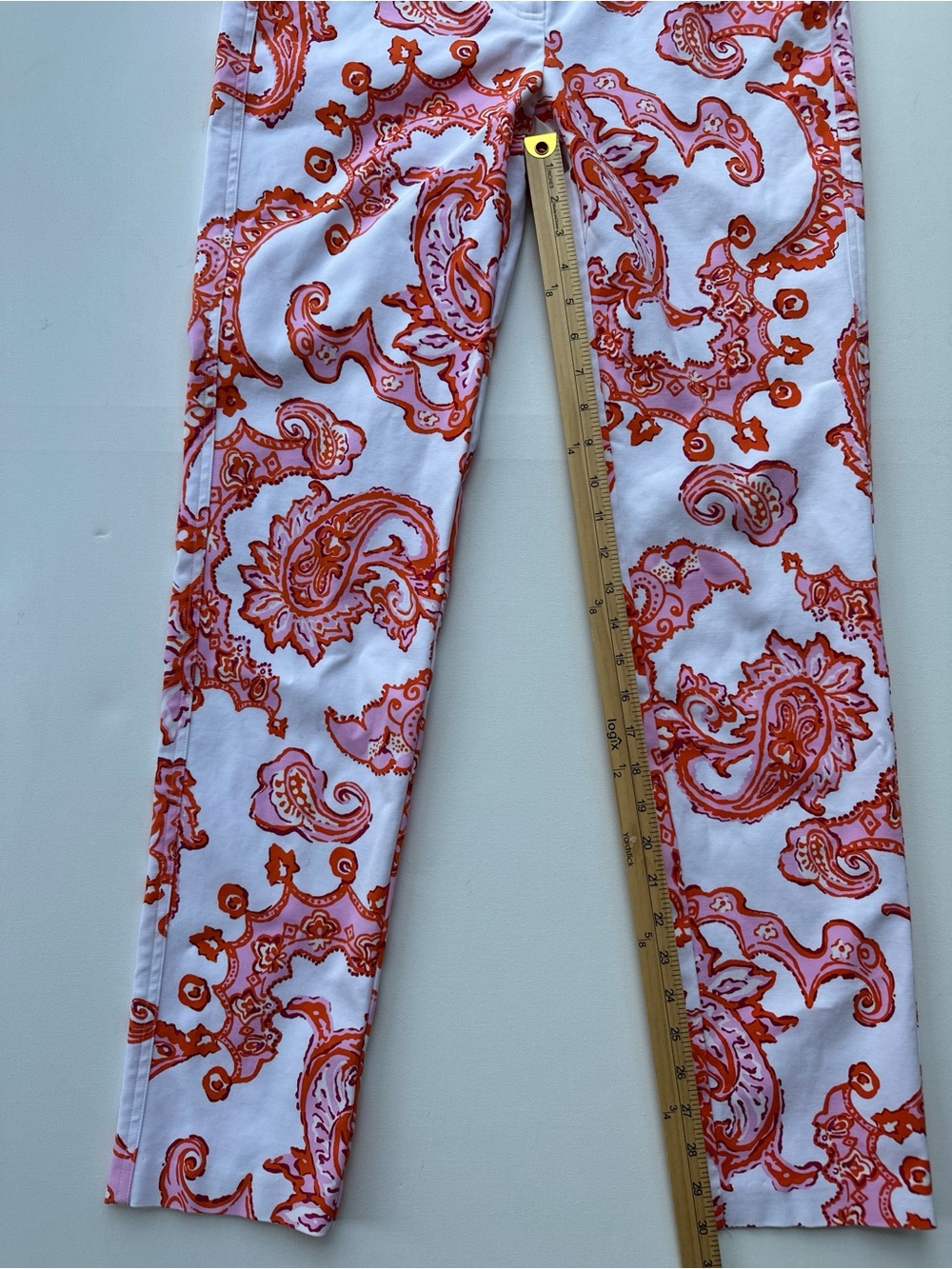 J. McLaughlin Orange and Pink Paisley Print White Pants Size 8 - Picture 5 of 11
